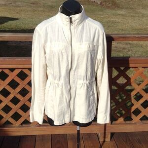 Old Navy Casual Lightweight White Linen Full Zip Field Jacket Size XS